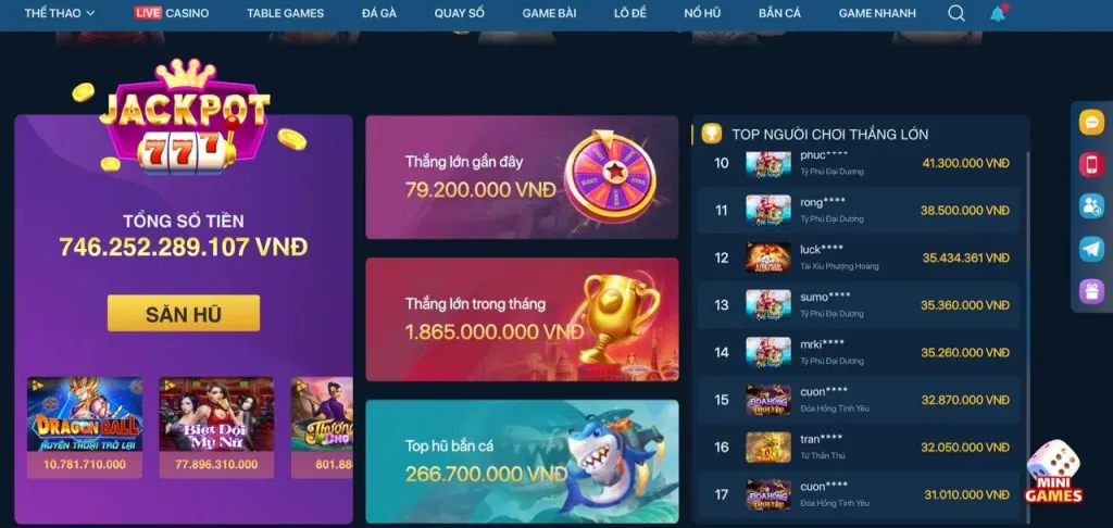 Kho trò chơi đa dạng trên ứng dụng 7789bet tải app